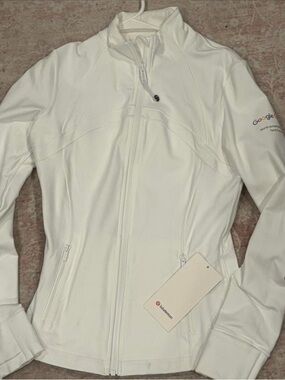 lululemon athletica White Full-Zip Utility Jacket with Google Sleeve Logo